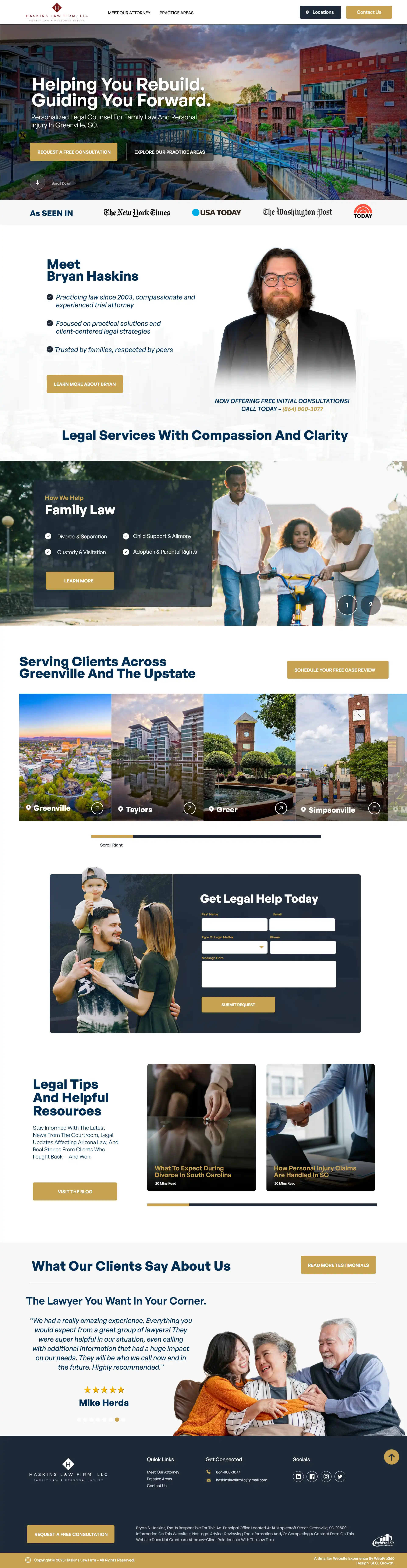 WEBPAGE DESIGN MOCKUP<br>Haskins.law - Homepage Version 1.0